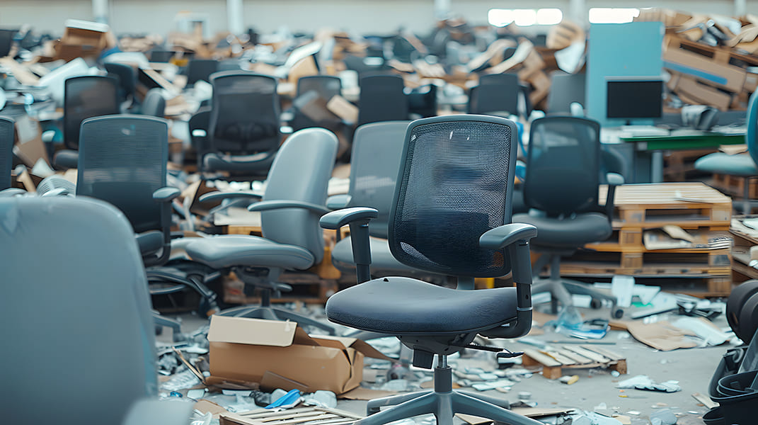 Chaise de bureau dans un centre de recyclage